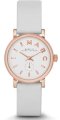 MARC JACOBS Baker Mini Rose Gold Tone White Leather Watch 28mm MBM1284