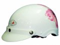 Mũ bảo hiểm cao cấp Hello HH555 - Màu trắng - Tem Hoa
