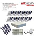 Bộ 12 camera quan sát Hikvision TVI 1 Megapixel DS-2CE16C0T-IRP + Hikvision DS-7116HGHI -F1/N