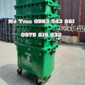 Thùng rác công nghiệp 660L xanh lá nhựa HDPE