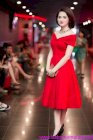 Đầm xòe bẹt vai màu đỏ thiết kế sang trọng như Hương Giang DV636 