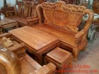 Bộ bàn ghế gỗ hương chạm bát mã 6 món tay 12- BBG79