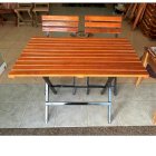 Bàn ghế cafe chân sắt mặt gỗ, 1 bàn + 4 ghế, mẫu mới - DN 06