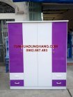 Tủ 4 buồng màu trắng tím nhựa Đài Loan - không ẩm mốc, cong vênh, mối mọt - BH 10 năm