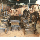 Bộ bàn ghế gỗ mun tay 10 chạm nghê PD48