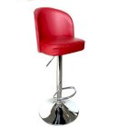 SB01-đỏ Ghế quầy bar, đệm tựa bọc PVC, Cụm chân+bát ghế làm bằng thép mạ.