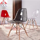 Ghế nhựa trong chân gỗ đan Eames MKC-J1D