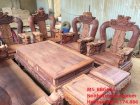 Bộ bàn ghế gỗ cẩm lai chạm kỳ lân cột 16, 10 món Sơn Đông- BBG644