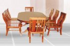 Bộ bàn ăn oval mặt gỗ 8 ghế BASCV8