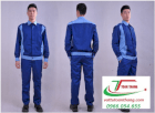Quần áo bảo hộ lao động phối màu túi hộp màu xanh Trung hiếu NTH300
