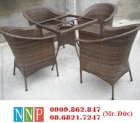 Bộ bàn ghế cafe nhựa giả mây Nguyên Ngọc Phát NNP-66