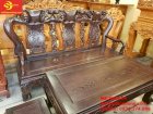 Bộ bàn ghế gỗ Mun chạm đào 6 món tay 12-BBG419