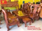 Bộ bàn ghế cẩm lai chạm đào 6 món tay gỗ mỹ nghệ Sơn Đông 12-BBG145