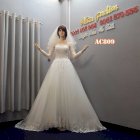 Áo cưới màu trắng tay dài sang trọng AC809