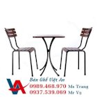 Bàn ghế cafe chân sắt mặt gỗ Việt An VA04