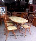 Bộ bàn ăn mặt gỗ chân sơn Xuân Hòa BA02VG (1400 x 700 x 750mm)