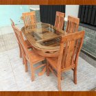 Bộ bàn ăn băng gỗ 6 ghế AB05 (BASN16-OV-CG)
