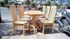 Bộ bàn ăn gỗ sồi tự nhiên ghế 5 nan dài gồm 6 ghế Thanh Hà 9821
