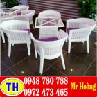 Bàn ghế cafe nhựa giả mây Tấn Hoàng TH022