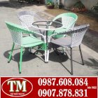 Bàn ghế cafe nhựa giả mây Trà My TM013