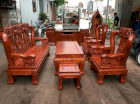 Bàn ghế phòng khách Minh Quốc voi gỗ hương đá tay 12