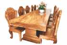 Bàn ăn nguyên tấm dày 8 ghế gỗ gõ đỏ - BA003