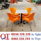 Bộ bàn ghế Cafe nhựa chân inox Quang Trực QT-2405