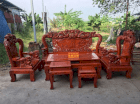 Bàn ghế phòng khách rồng đỉnh bát tiên gỗ hương đỏ Nam Phi
