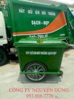 Thùng rác bánh hơi có càng sắt 660l Nguyên Dũng