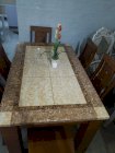 Bộ bàn ăn mặt đá 6 ghế gỗ tự nhiên TD08