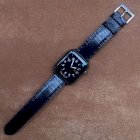 Dây đồng hồ Apple Watch da kỳ đà màu xanh đen
