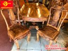 Bộ bàn ăn gỗ cẩm lai ovan lượn 8 ghế - BBA159-2