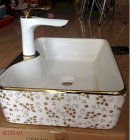 Lavabo đặt bàn đa nhũ vàng KTH-03