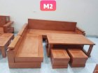 Bộ sofa ghế góc gỗ gõ - Ngọc Hoàng 02