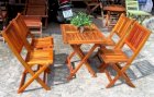 Bộ bàn ghế gỗ cafe xếp dáng thấp Trương Hoàng TH-BGX10