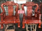 Bộ bàn ghế quốc voi gỗ gõ đỏ cột 12