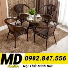 Bàn ghế cafe nhựa giả mây Minh Đức - MD026