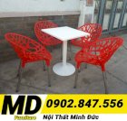 Bàn ghế cafe táo hóa văn Minh Đức-MD002