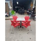 Bàn ghế cafe nhựa chân inox Hồng Gia Hân HGH-71