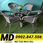 Bàn ghế cafe nhựa giả mây Minh Đức - MD016