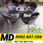 Bàn ghế cafe nhựa giả mây Minh Đức - MD041