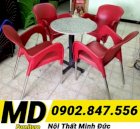 Bàn ghế nhựa cafe chân sắt Minh Đức - MD001
