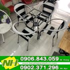 Bộ bàn ghế cafe nhựa giả mây Nguyễn Hoàng - NH001