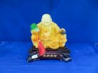 Phật di lặc bột đá màu vàng cầm cây cải xanh  30 x 30 cm MS 1825