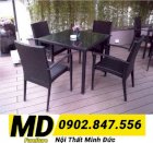 Bộ bàn ghế cafe nhựa giả mây Minh Đức - MD069