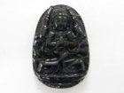 Mặt phật bản mệnh Thiên Thủ Bồ Tát đá Obisian đen  dài  5,0 x  3,2 cm