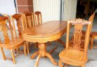 Bộ bàn ăn gỗ gõ đỏ 8 ghế bàn ô van Mạnh Hùng