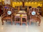 Bộ bàn ghế móc đá triện trúc gỗ cẩm lai xịn 8 món Sơn Đông