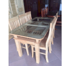 Bộ bàn ăn gỗ ​2 tầng gỗ sồi nga Tuấn Long BGA002