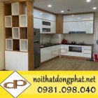 Tủ bếp gỗ cho chung cư (màu nâu trắng) - Đồng Phát KBHD 004